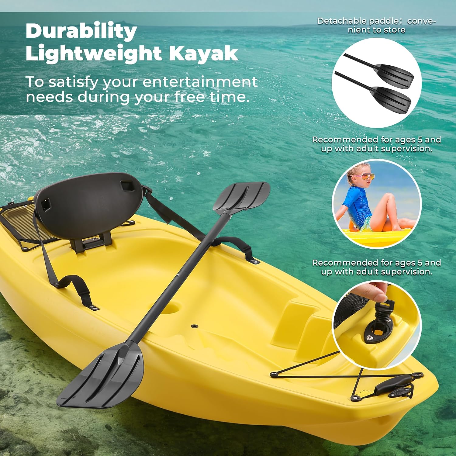 Kayak with Paddle 6.5 FT Recre - Fishing Kayak Sit In recension och pris